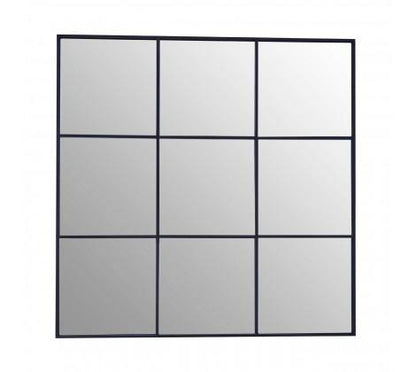 Grid Wall Mirror With Black Finish Frame