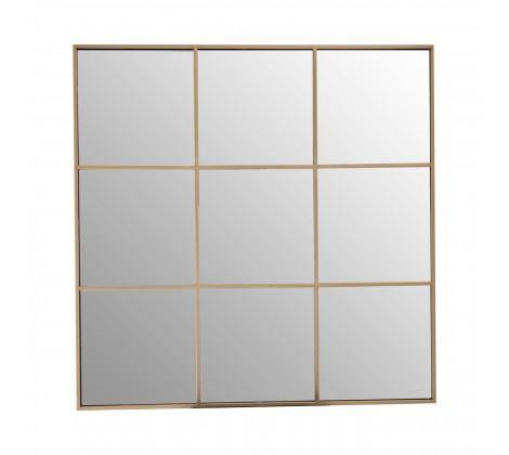 Grid Wall Mirror With Gold Finish Frame