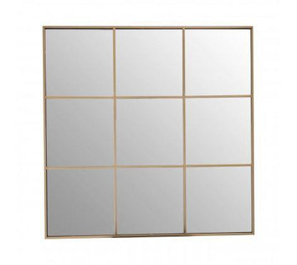 Grid Wall Mirror With Gold Finish Frame