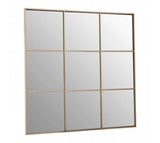 Grid Wall Mirror With Gold Finish Frame