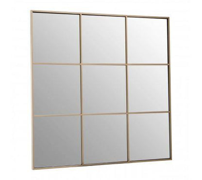 Grid Wall Mirror With Gold Finish Frame