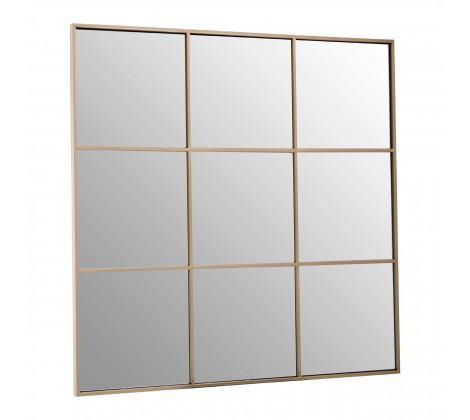 Grid Wall Mirror With Gold Finish Frame