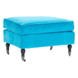 Plush Cotton Velvet Footstool - Teal