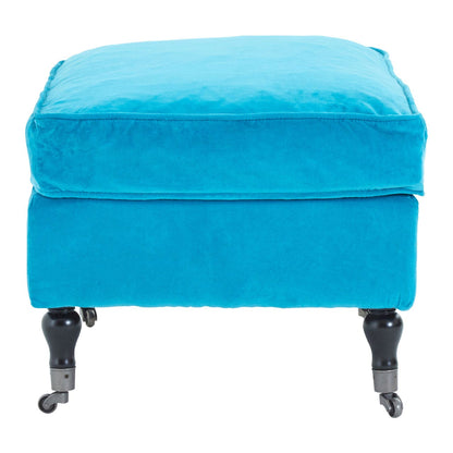 Plush Cotton Velvet Footstool - Teal