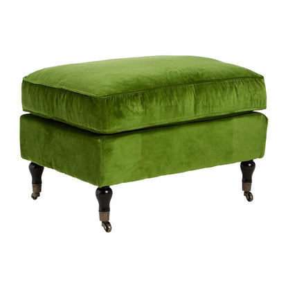 Plush Velvet Footstool - Green