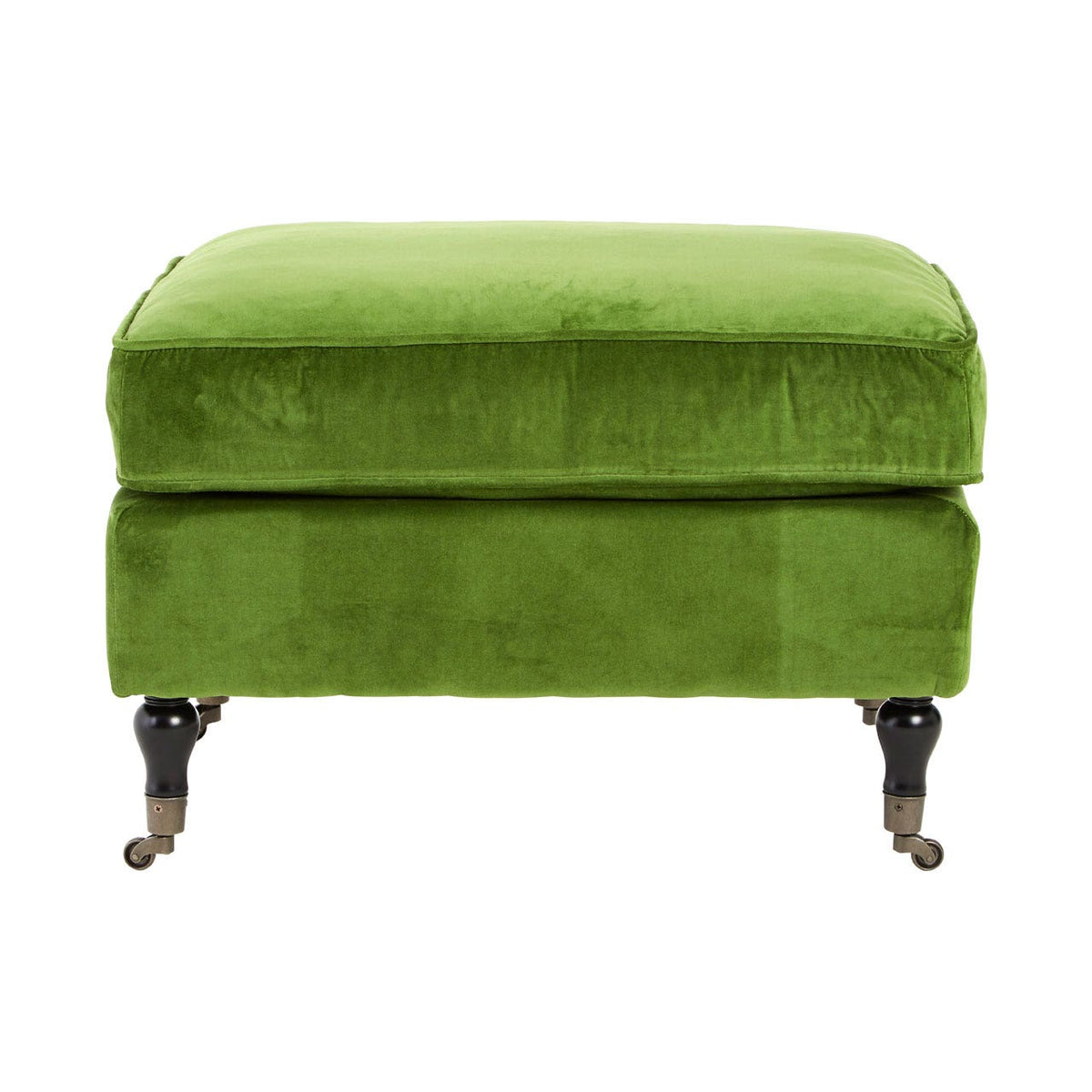 Plush Velvet Footstool - Green
