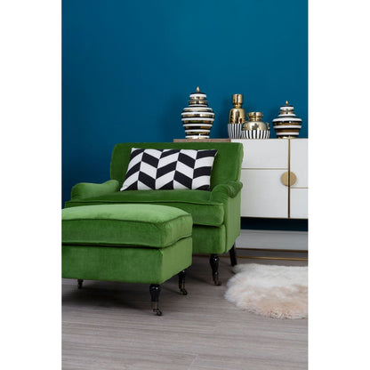 Plush Velvet Footstool - Green