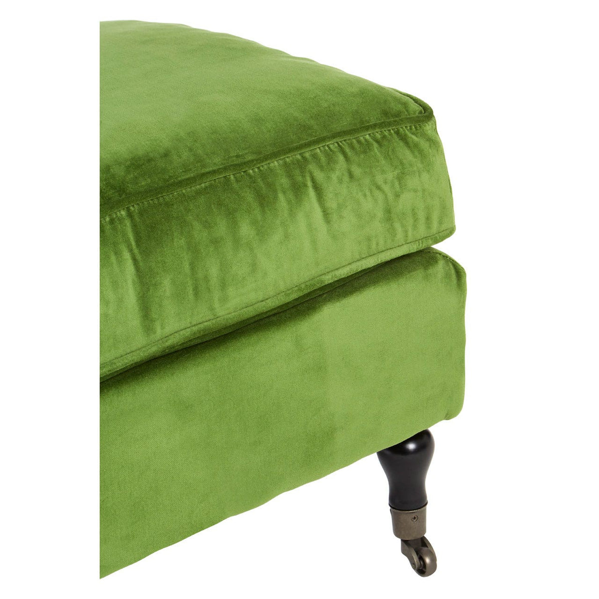 Plush Velvet Footstool - Green