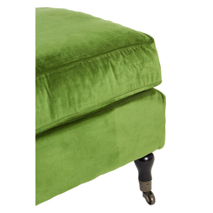 Plush Velvet Footstool - Green