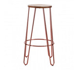 Elm Wood & Rose Gold Bar Stool