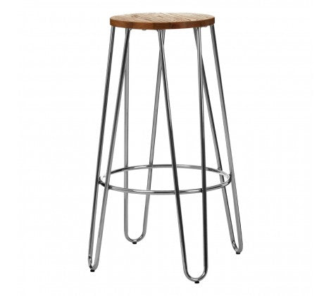 Elm Wood & Chrome Bar Stool