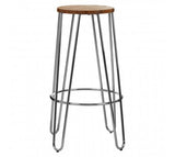 Elm Wood & Chrome Bar Stool