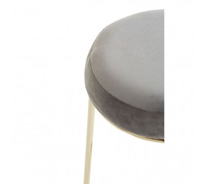 Grey Velvet and Gold Tall Bar Stool
