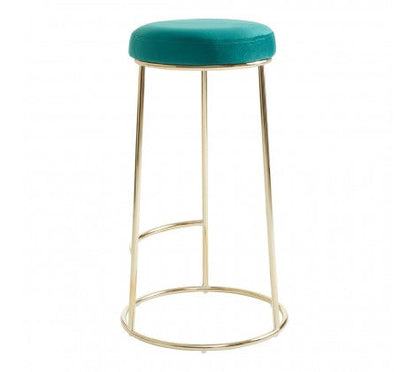 Green Velvet and Gold Tall Bar Stool
