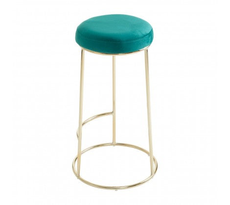 Green Velvet and Gold Tall Bar Stool