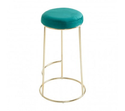 Green Velvet and Gold Tall Bar Stool
