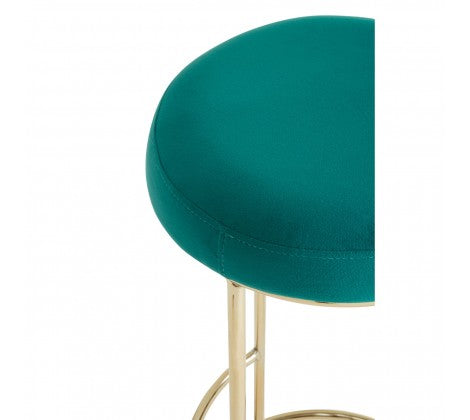 Green Velvet and Gold Tall Bar Stool