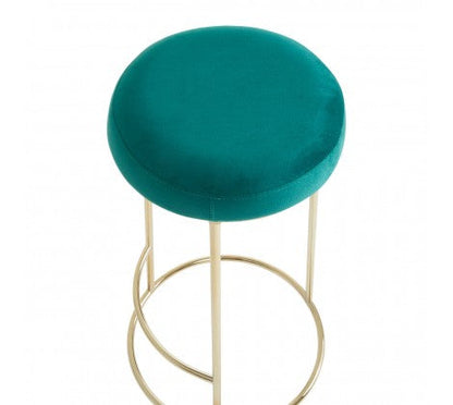 Green Velvet and Gold Tall Bar Stool