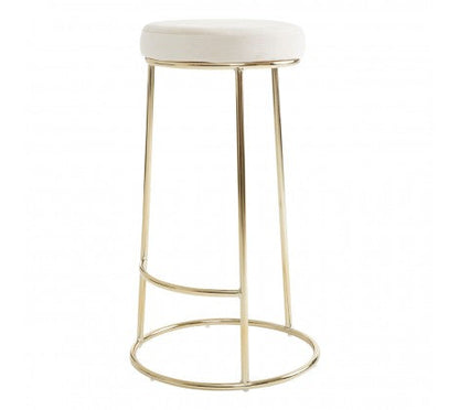 Cream Velvet and Gold Tall Bar Stool
