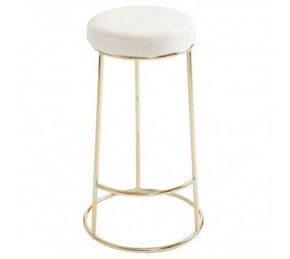 Cream Velvet and Gold Tall Bar Stool