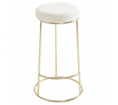 Cream Velvet and Gold Tall Bar Stool