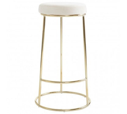 Cream Velvet and Gold Tall Bar Stool