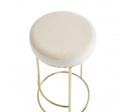 Cream Velvet and Gold Tall Bar Stool