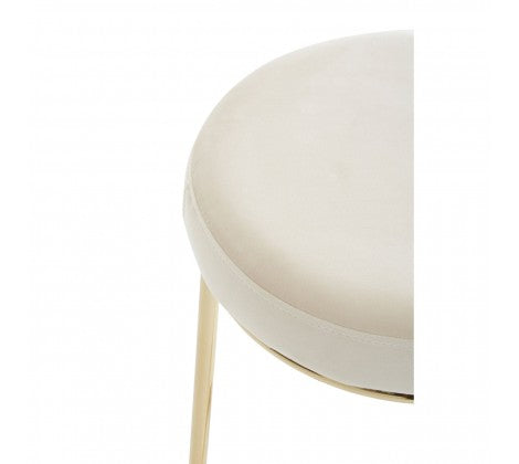 Cream Velvet and Gold Tall Bar Stool