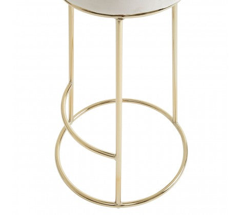 Cream Velvet and Gold Tall Bar Stool