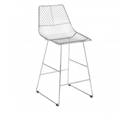 Chrome Metal Wire Tapered Bar Chair