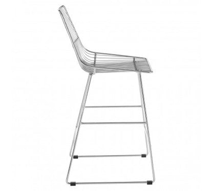 Chrome Metal Wire Tapered Bar Chair