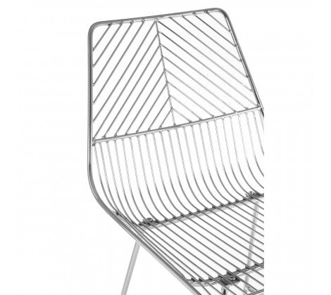 Chrome Metal Wire Tapered Bar Chair