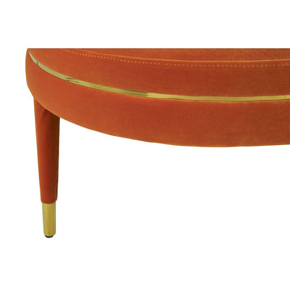 Orange Velvet Button Tufted Footstool
