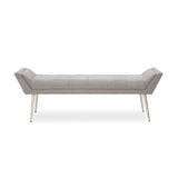 Glide Grey Leather & Chrome Large Bench - 150cm