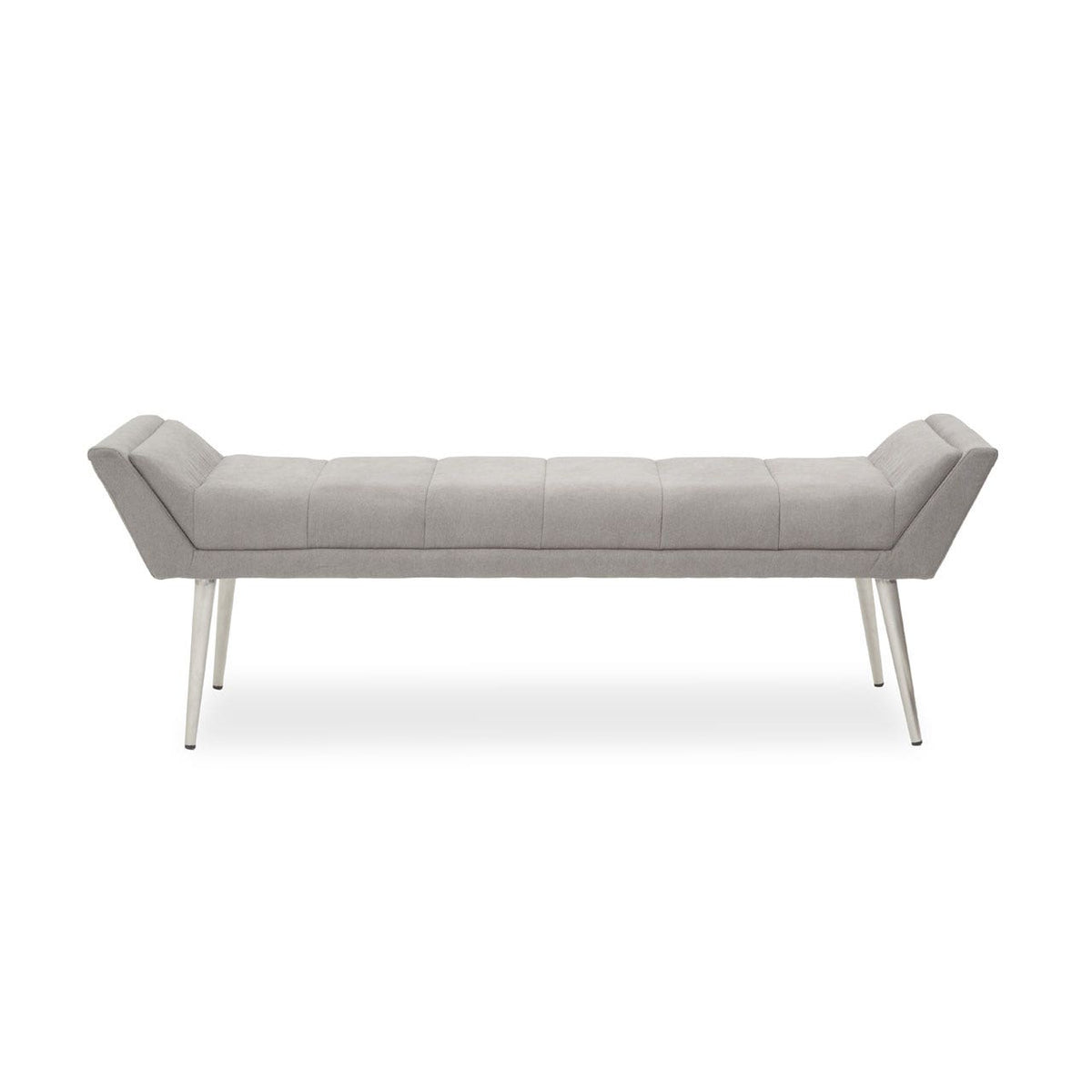 Glide Grey Leather & Chrome Large Bench - 150cm