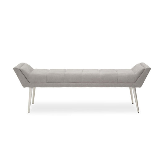 Glide Grey Leather & Chrome Large Bench - 150cm