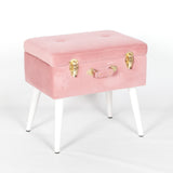 Chic Pink Suitcase Stool with White Legs