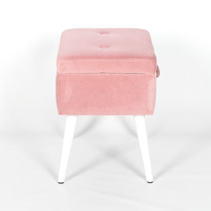 Chic Pink Suitcase Stool with White Legs