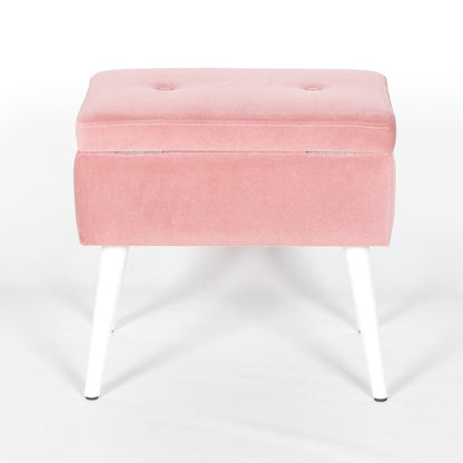 Chic Pink Suitcase Stool with White Legs