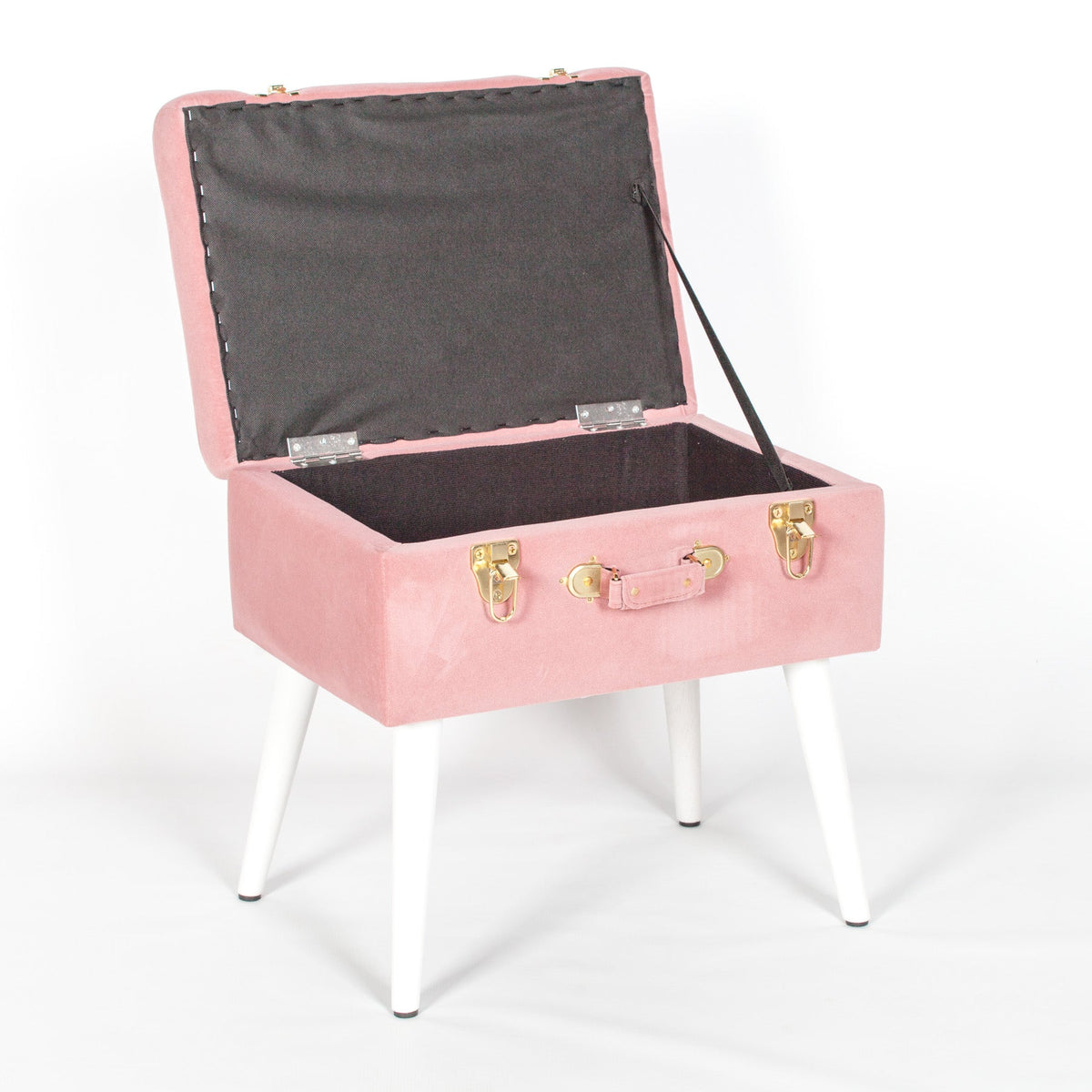 Chic Pink Suitcase Stool with White Legs