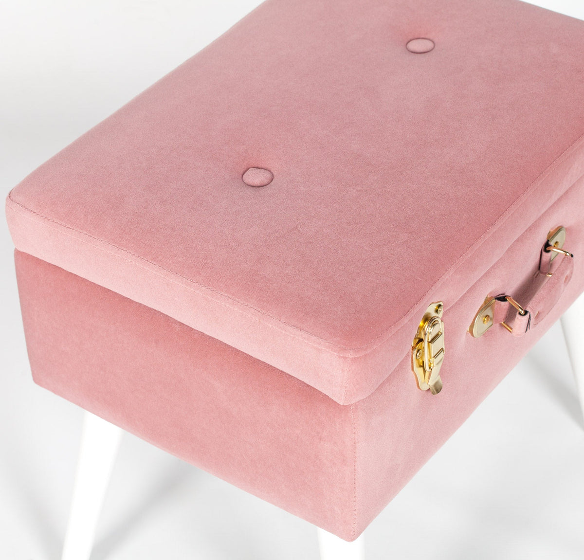 Chic Pink Suitcase Stool with White Legs