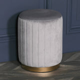 Deco Grey Velvet Stool with Gold Base
