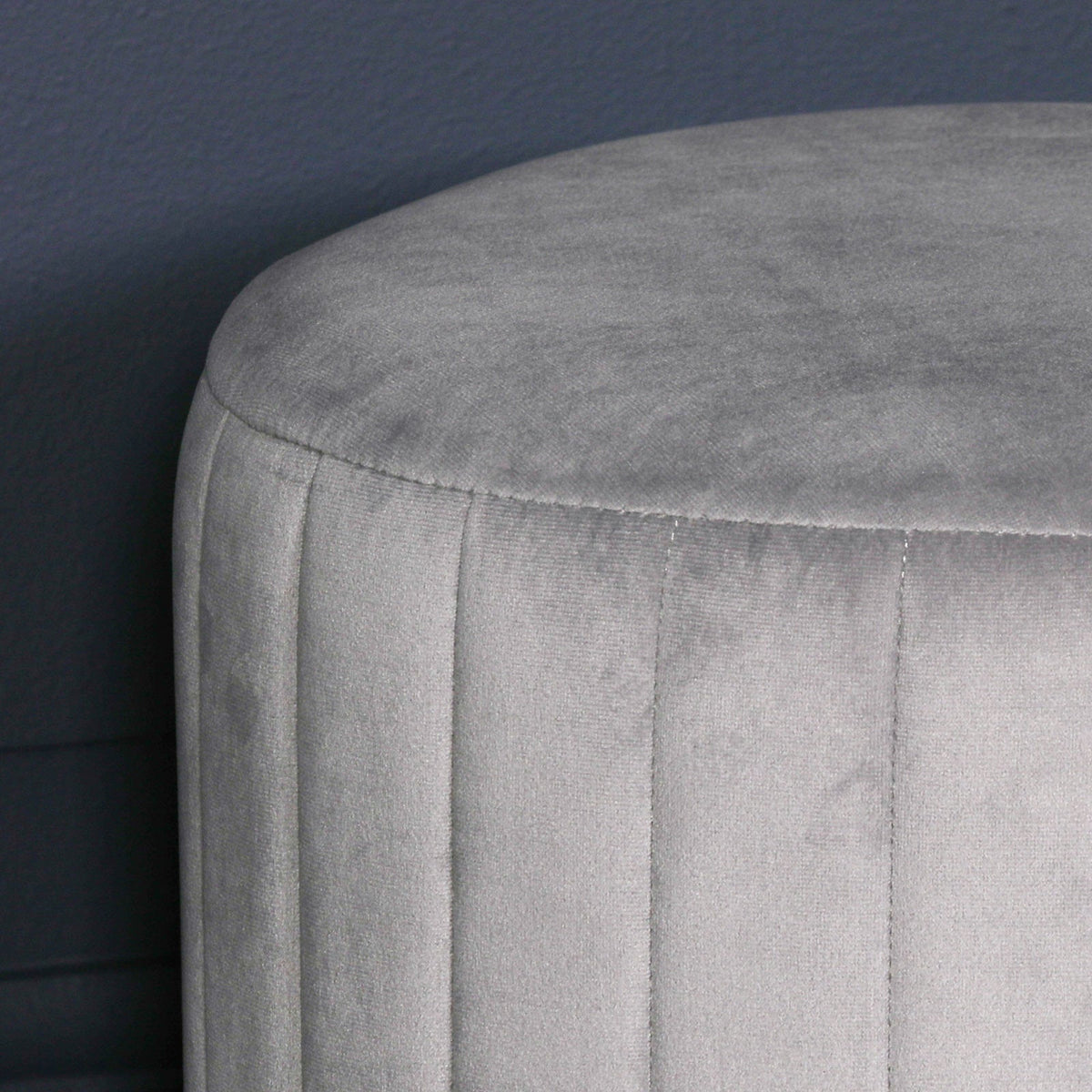 Deco Grey Velvet Stool with Gold Base