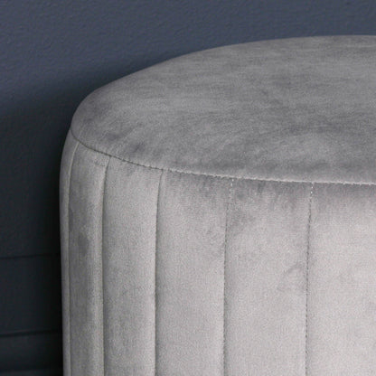 Deco Grey Velvet Stool with Gold Base