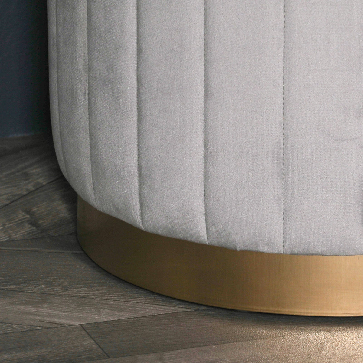 Deco Grey Velvet Stool with Gold Base