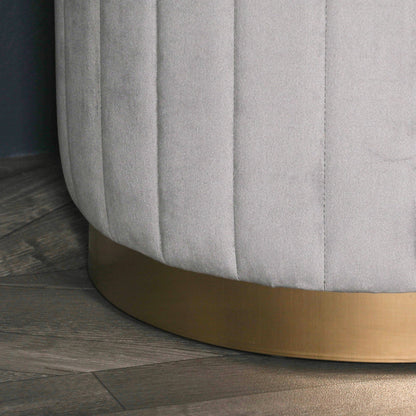 Deco Grey Velvet Stool with Gold Base