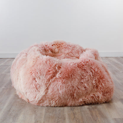Luxury XXL Soft Thick Pile Sheepskin Beanbag - Pink