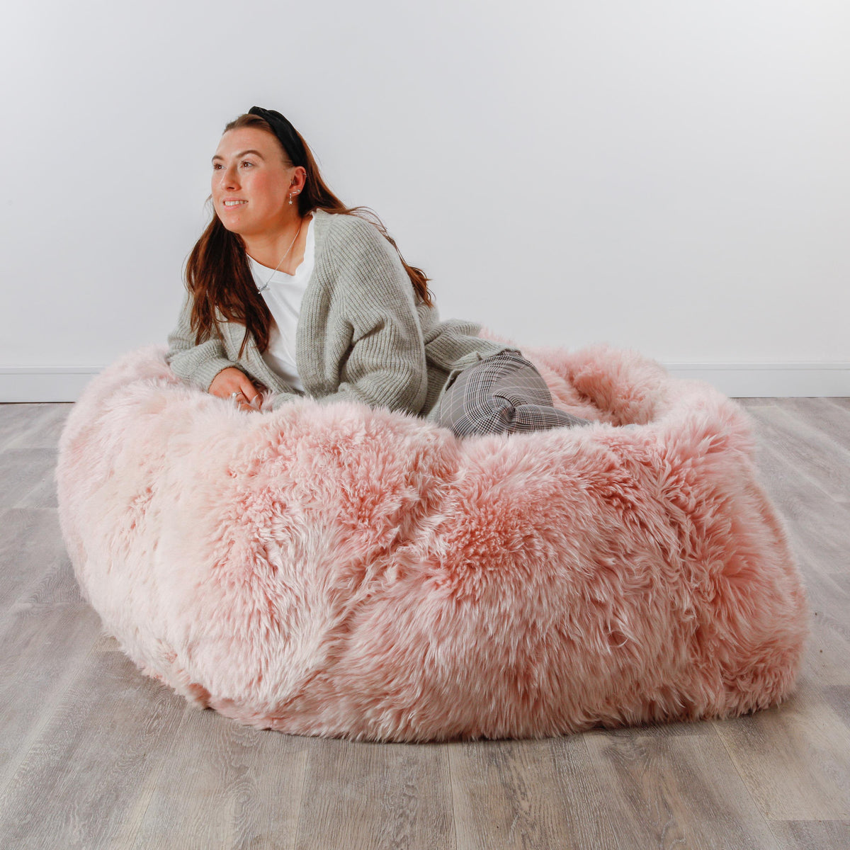 Luxury XXL Soft Thick Pile Sheepskin Beanbag - Pink