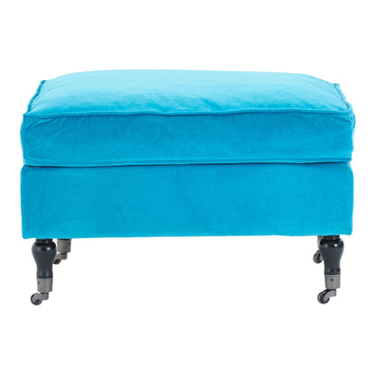 Plush Cotton Velvet Footstool - Teal